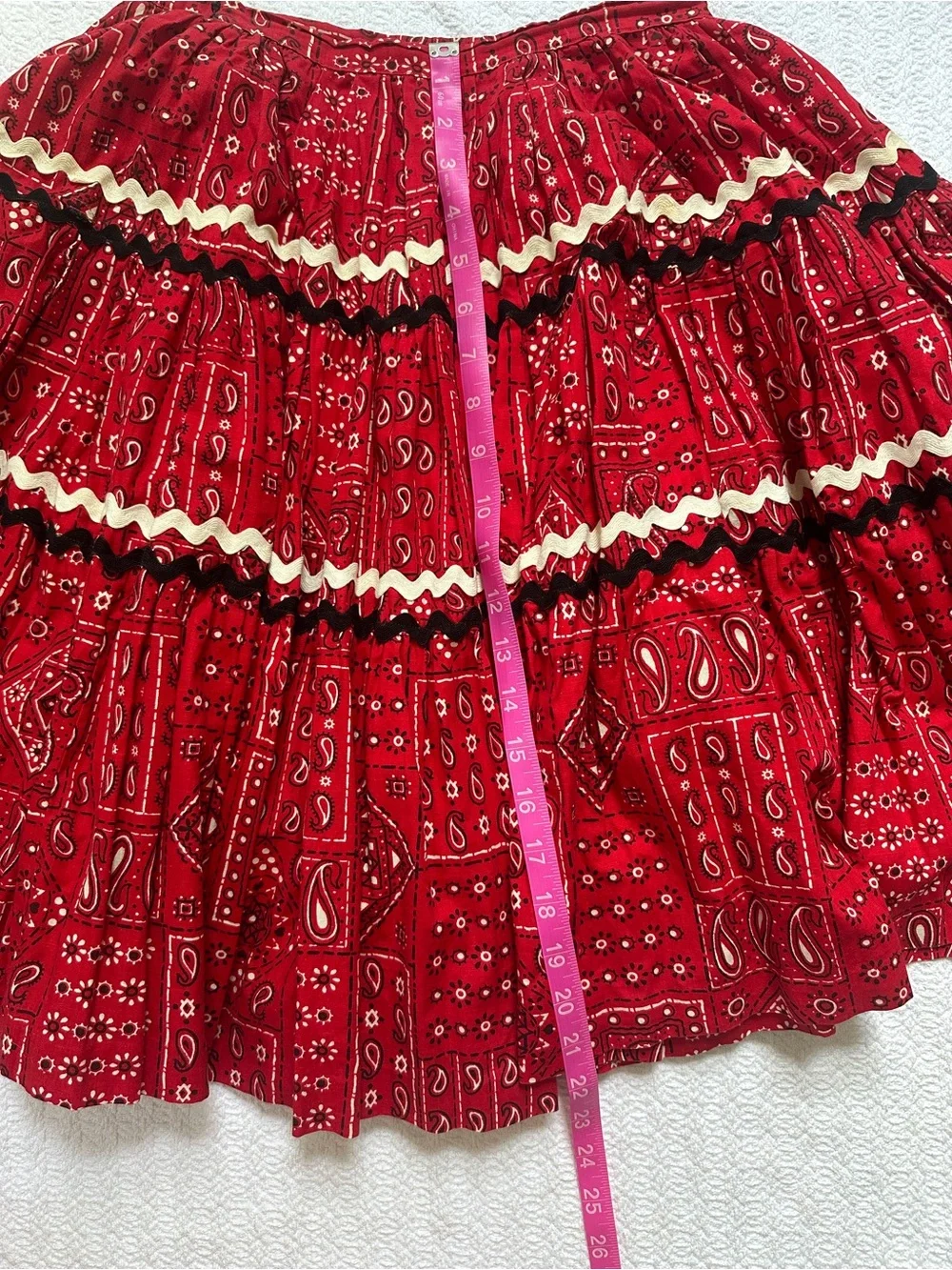 Red Tiered Bandana Print Skirt